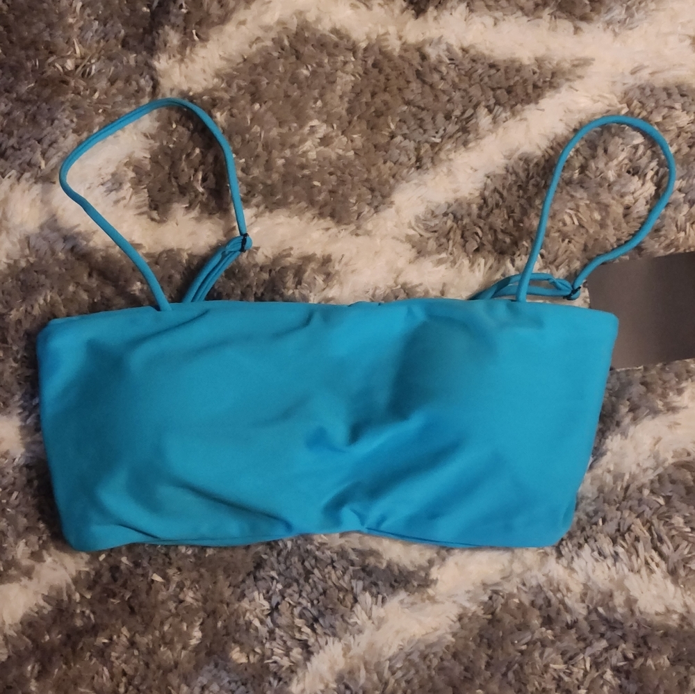 Blue bandeau swimsuit top